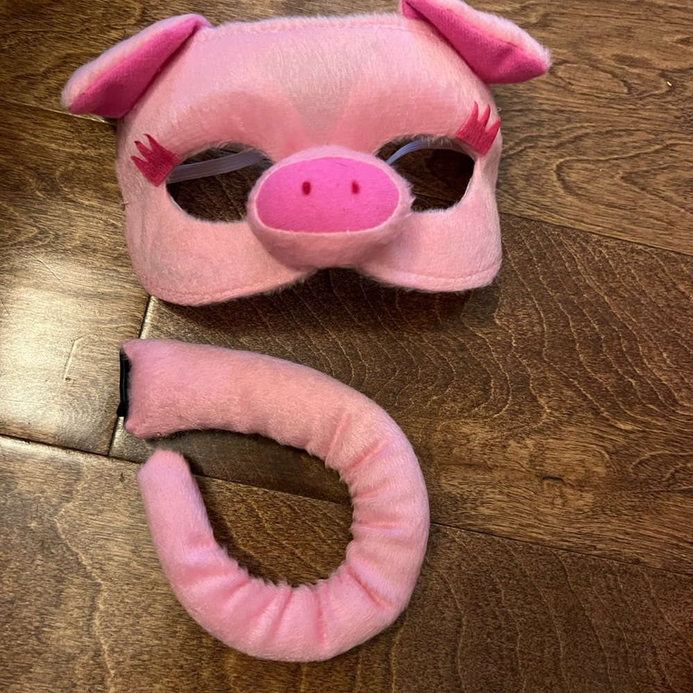 Pink Pig Costume Mask and Tail Set